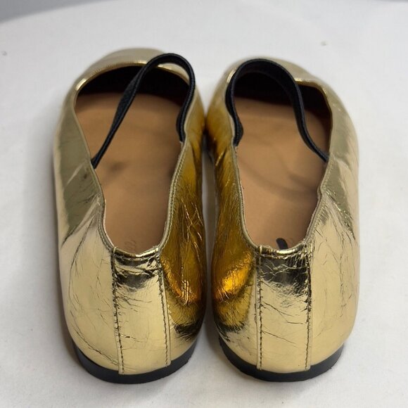 Madewell $98 The Greta Ballet Flat Metallic Gold Size 7 NR847 - Picture 4 of 12